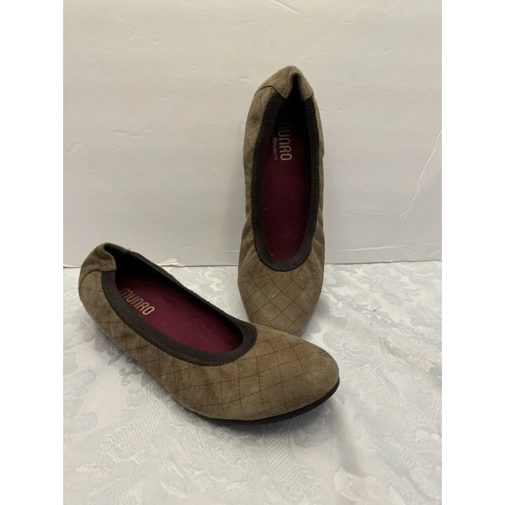 Munro Size 9M Brown Quilted Ballet Flats‎ Comfort Shoes